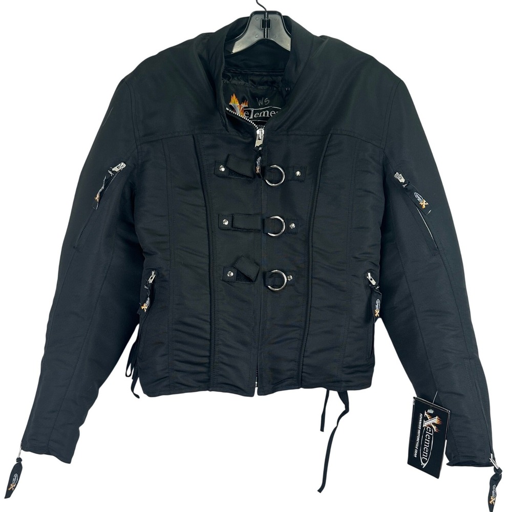 Xelement CF-600 Motorcycle Jacket Women Large Black Biker Moto Zip-Out Liner‎